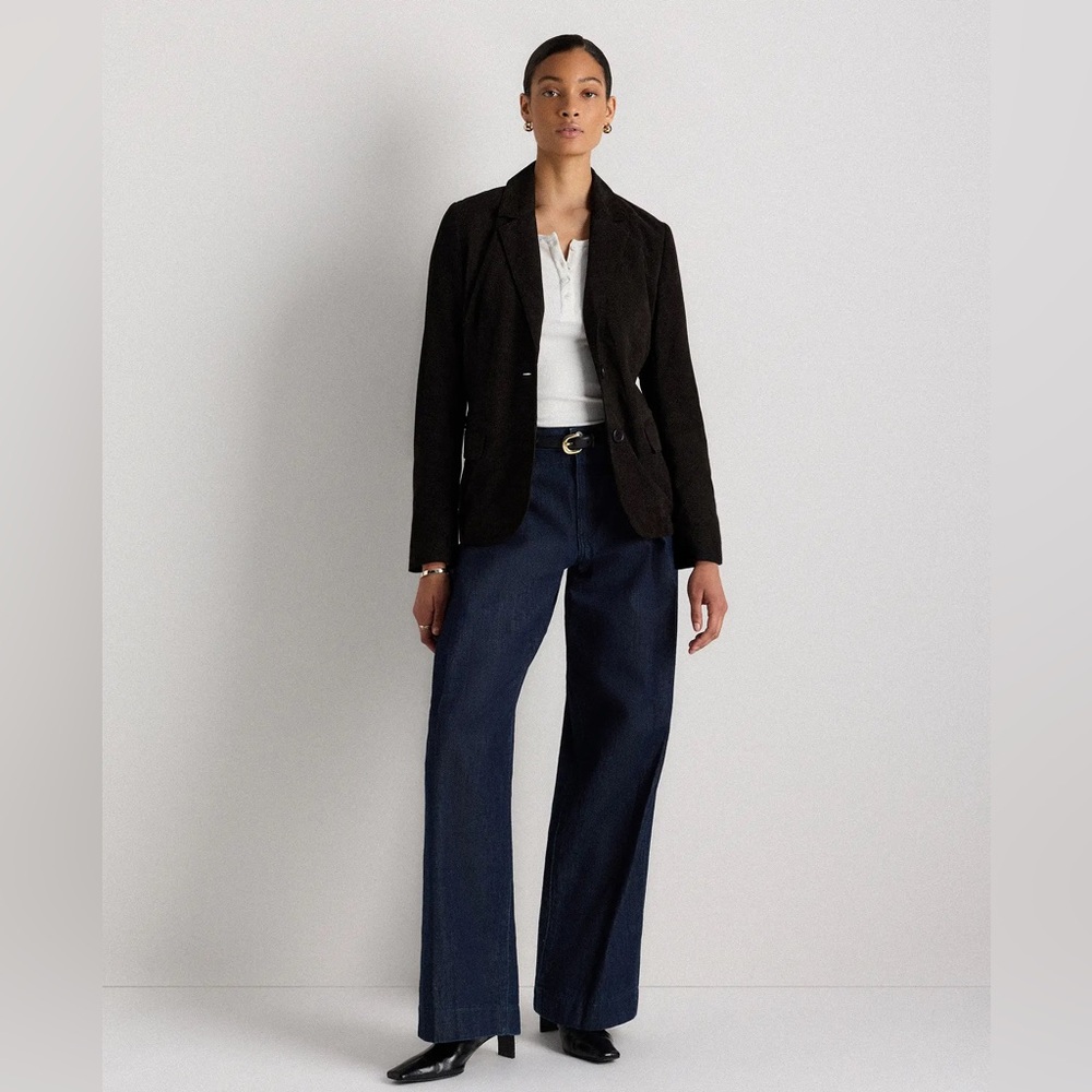 Quince Women 100% Suede Blazer Charcoal Black S‎ - Picture 7 of 9